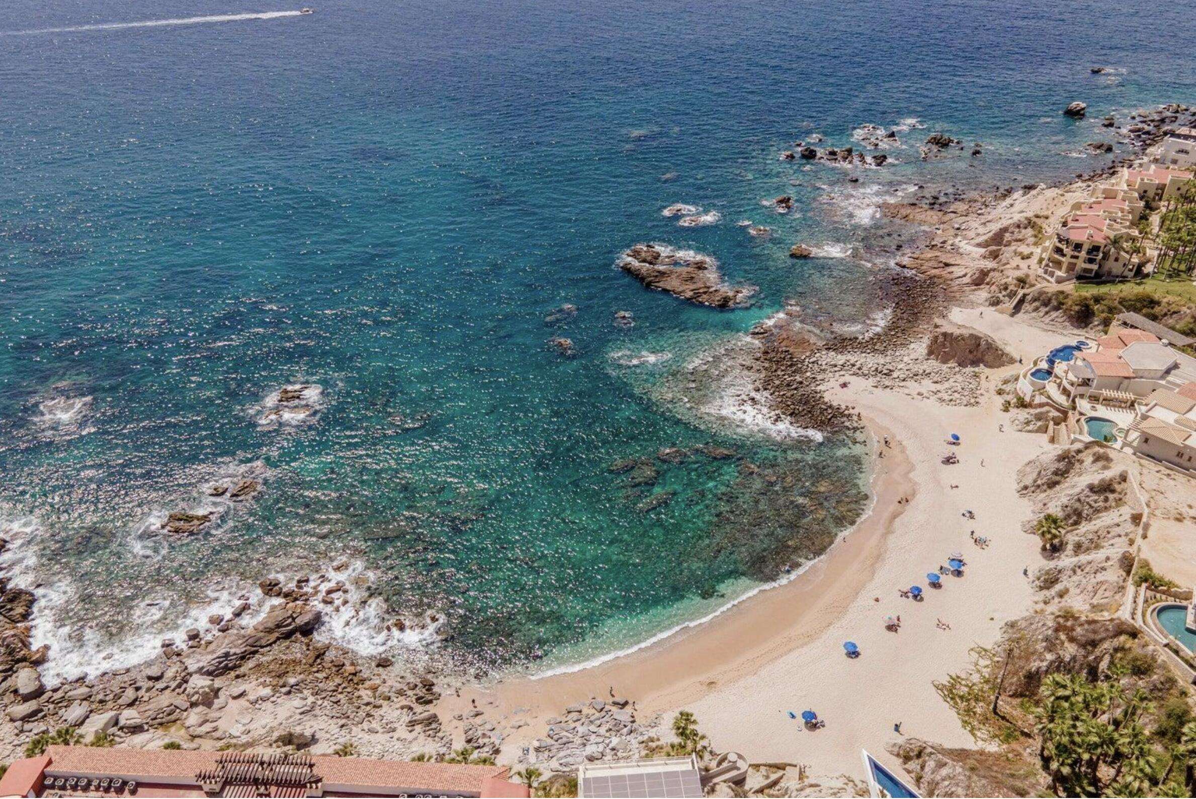 Pedregal Cabo Bello Cabo Bello is a gated community w pristine swimmable beach and convenient short distance to downtown marina w also easy access to San Jose del Cabo. There are medical services, grocery stores, fine dining, spas and top-level golf courses within minutes. World renowned Monuments surf break is just around the corner from the Cabo Bello beach. Casa 132 is a Contemporary design 2 story home 4 bed, 5 bath w roof top terrace (Arch – 132 Paseo Baja, Cabo Corridor, BS