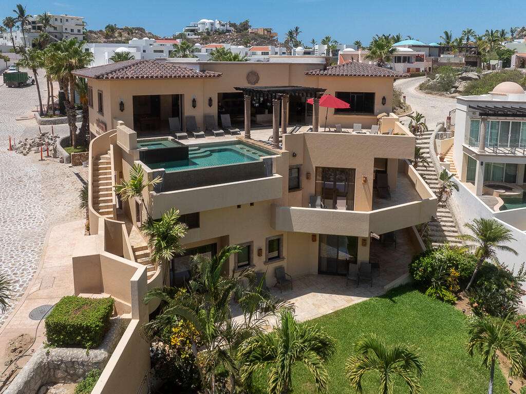Pedregal Pedregal Csl Villa Descanso is a 9 bedroom 9 full bath, with 2 1/2 baths that is nestled into the private community of Pedregal overlooking the Pacific Ocean. This home has great outdoor space for entertaining, a beautiful garden, pool, large outdoor fireplace, oversized steam room and is just minutes away from downtown Cabo. Walk to the beach and enjoy a sunrise or sunset for sale