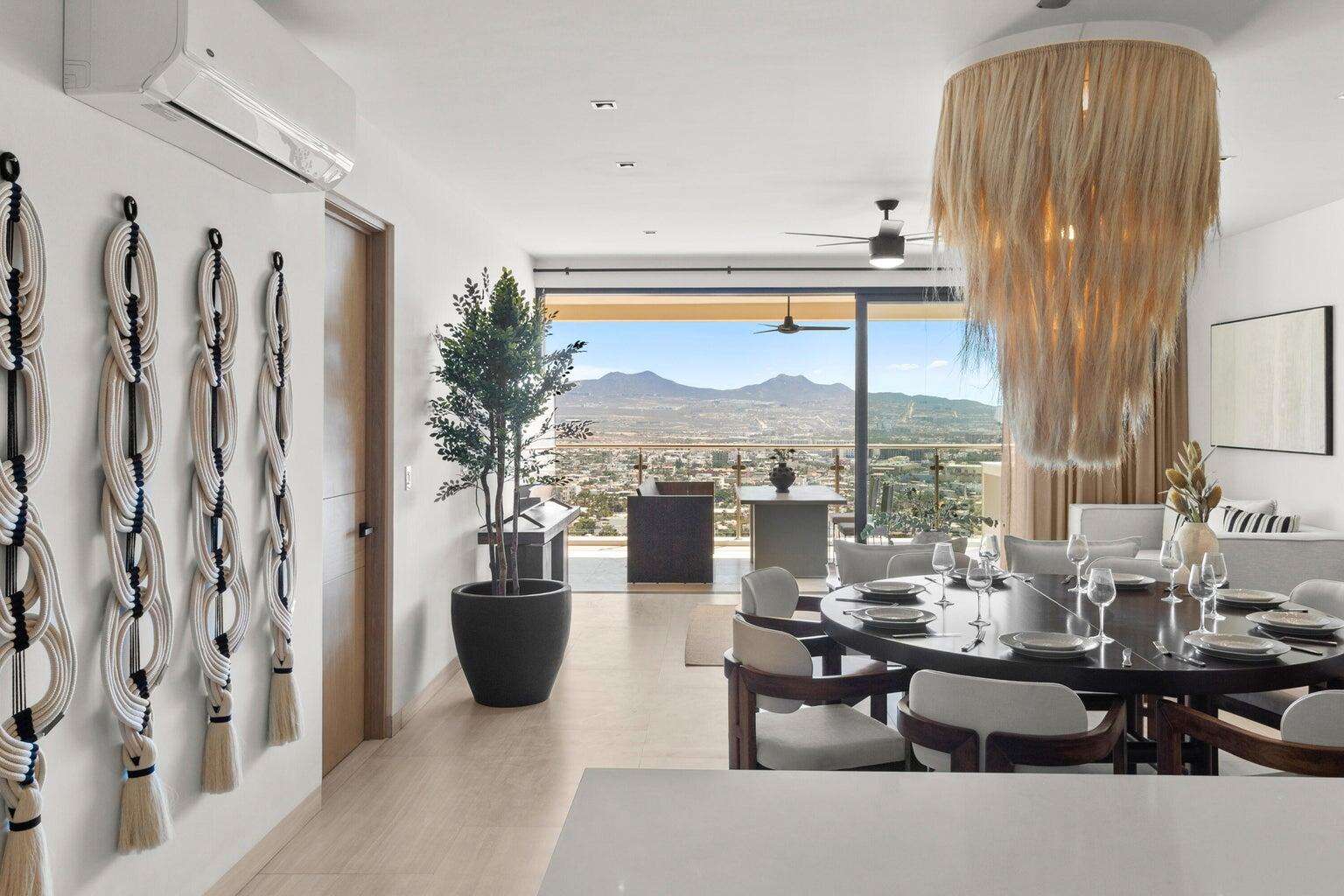 Pedregal The Five FIRE SALE!!!! Turn key, ready to move in!!Discover unparalleled elegance in this sophisticated 2-bedroom, 2.5-bathroom corner condo, perfectly situated in the prestigious Pedregal community. Step into a beautifully appointed interior, where spacious open-concept living meets breathtaking finishes. The kitchen boasts premium appliances, sleek countertops, and elegant cabinetry, perfect for entertaining or intimate gatherings. Each bedroom is a private sanctuary, featuring en-suite baths with high-end fixtures and luxurious details, the building also offers elevator for the residents convenience. The condo also offer its private terrace, pet friendly Access to all Pedregal Amenities: Including the renewed Spa, Restaurants, Tennis Courts, Beach, walking distance to International School "El Camino".Marina, Restaurants and all Cabo attractions are only 10 minutes walking. The condo comes fully furnished and decorated, that includes mexican pieces of art, paintings, black out curtains in all bedrooms and living area, parota furniture in terrace, (only a few personal items will be removed).Escritura, easy to close. for sale