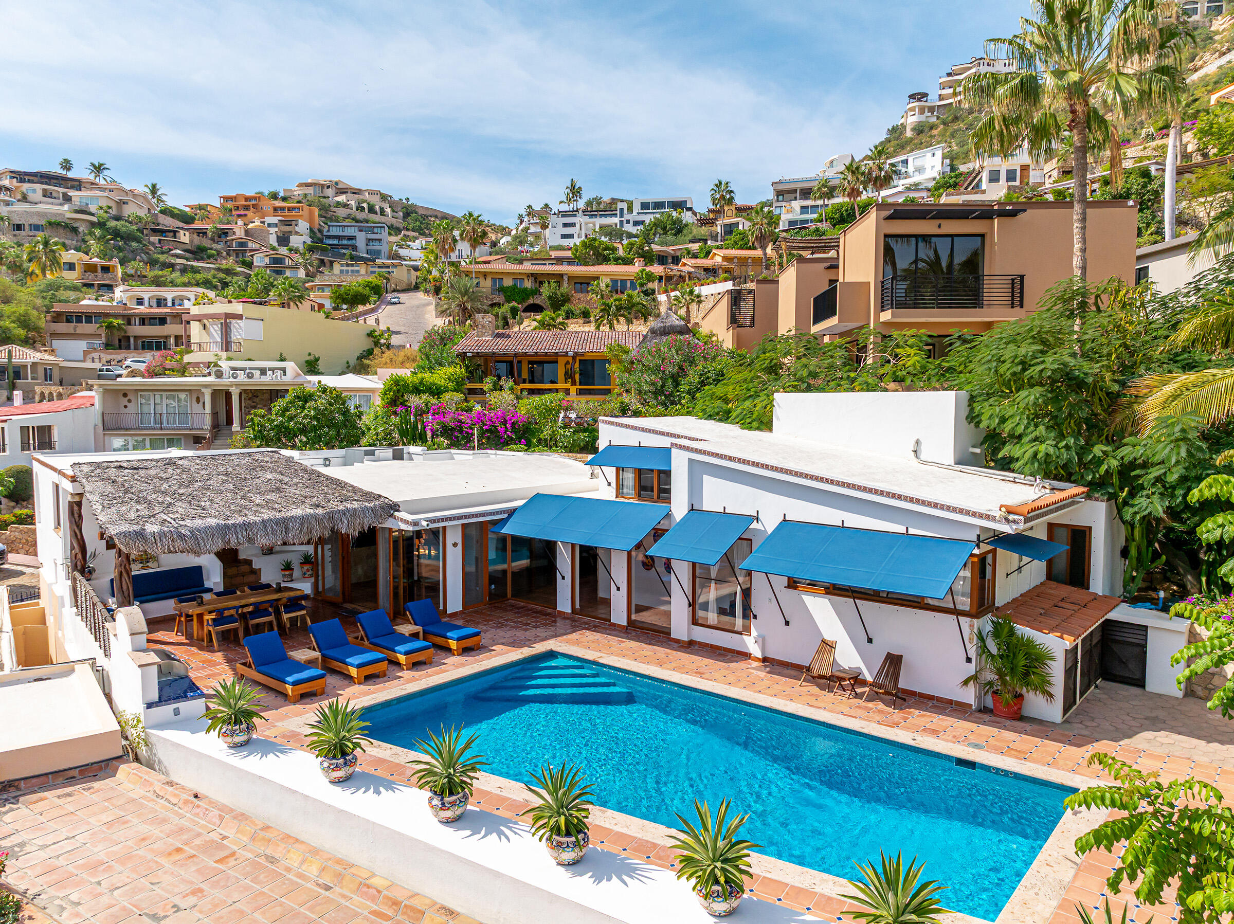 Pedregal Pedregal Csl Introducing La Casa de la Familia Decker (Villa Agave Azul). An exceptional 3-bed, 3.5-bath residence located in the prestigious gated community of Pedregal, Cabo San Lucas. Perfectly positioned just minutes from the main gate, Marina, and downtown. Tastefully designed for relaxed coastal living, it offers an open layout connecting the living, dining, and kitchen areas to a spacious outdoor covered terrace which includes a functional BBQ area. Enjoy a 484 SqFt pool, large Jacuzzi/spa, and lush tropical landscaping that creates a private, peaceful retreat. Perfect for relaxing, entertaining and enjoying time with family and friends. La Casa de la familia Decker (Villa Agave Azul) is a unique opportunity, Ideal as a full-time residence, vacation getaway, or strong rental investment. – Camino del Cerro Lot 21, Cabo San Lucas, BS